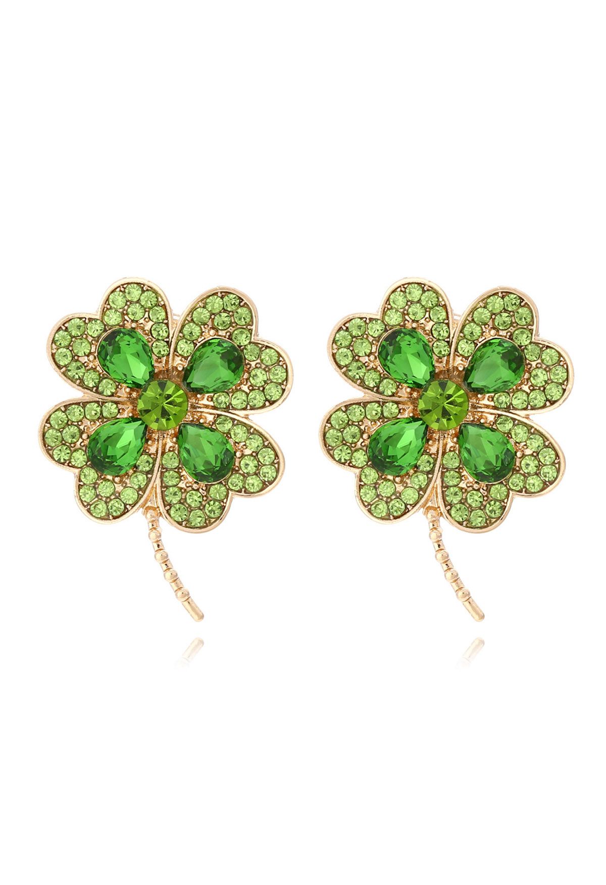 Four-Leaf Clover Earrings in Green