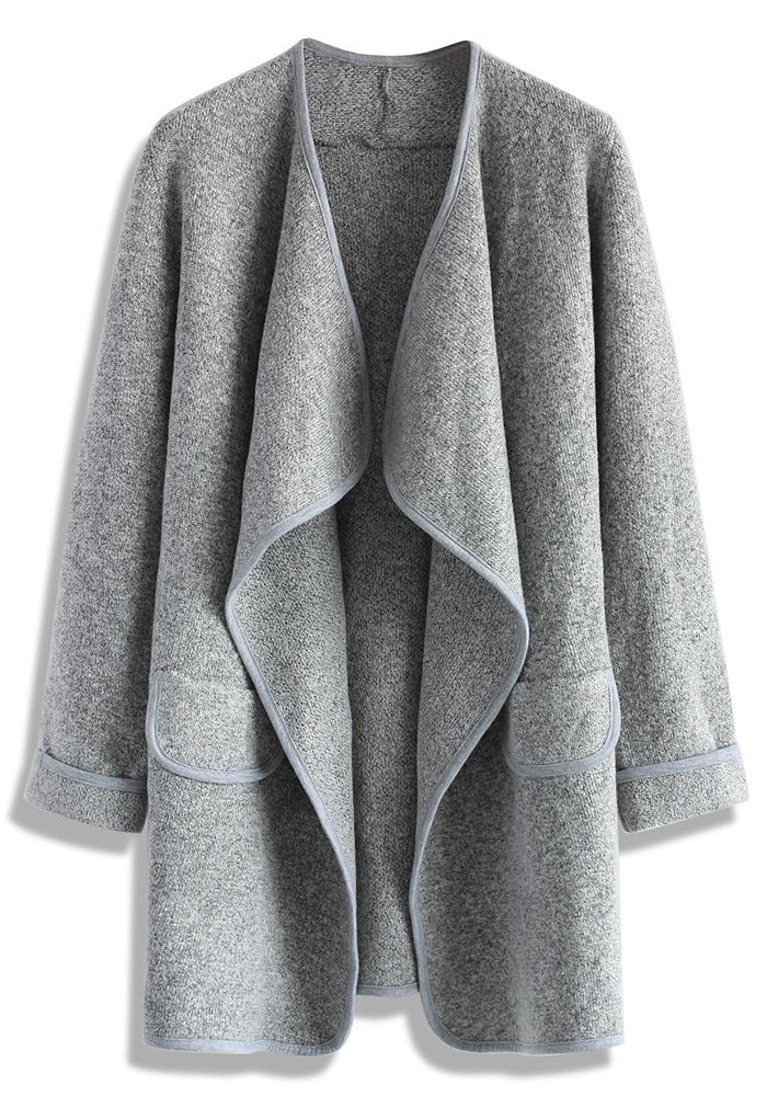 針織開襟外套-灰色