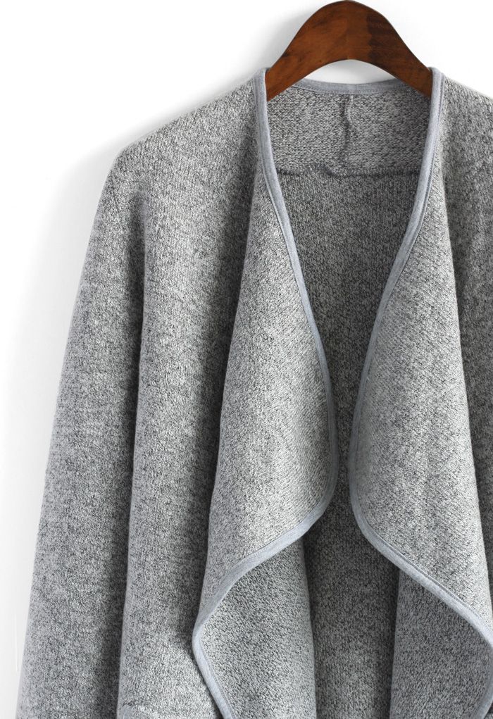 針織開襟外套-灰色