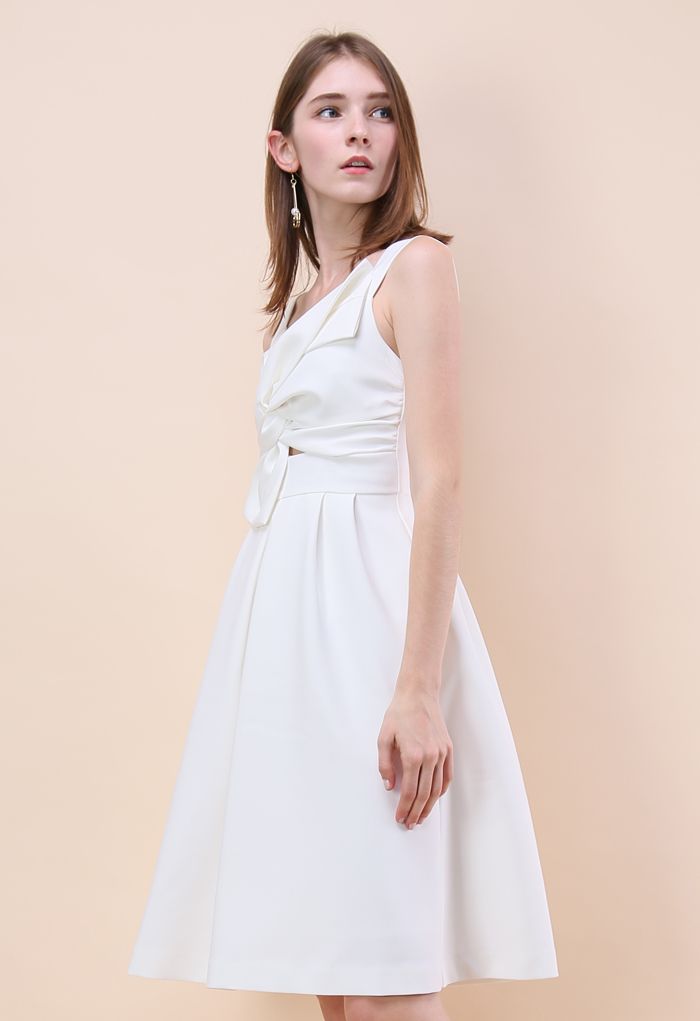 Nifty Knot Sleeveless Dress in White