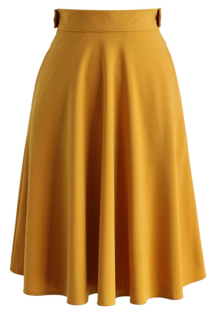 Basic Full A-line Skirt in Mustard