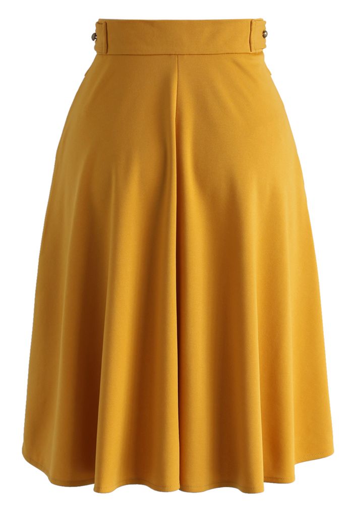 Basic Full A-line Skirt in Mustard