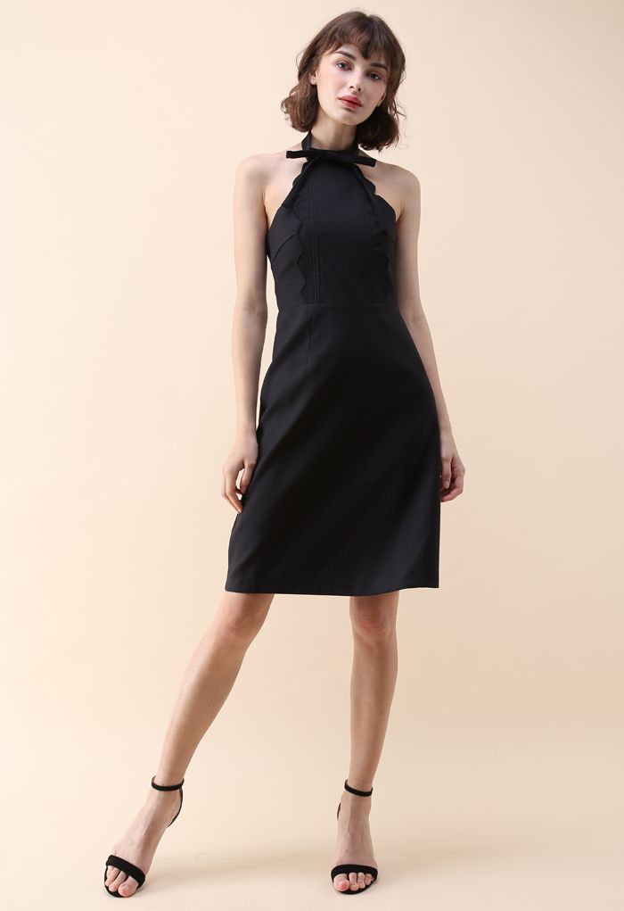 Latest Infatuation Halter Neck Dress in Black  