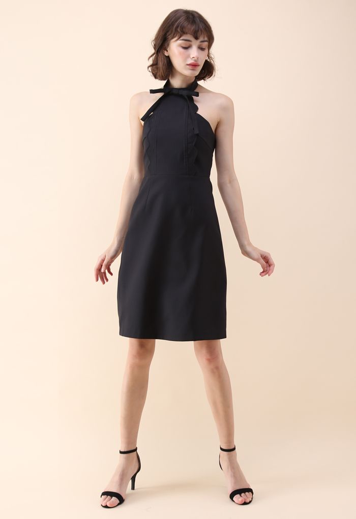 Latest Infatuation Halter Neck Dress in Black  