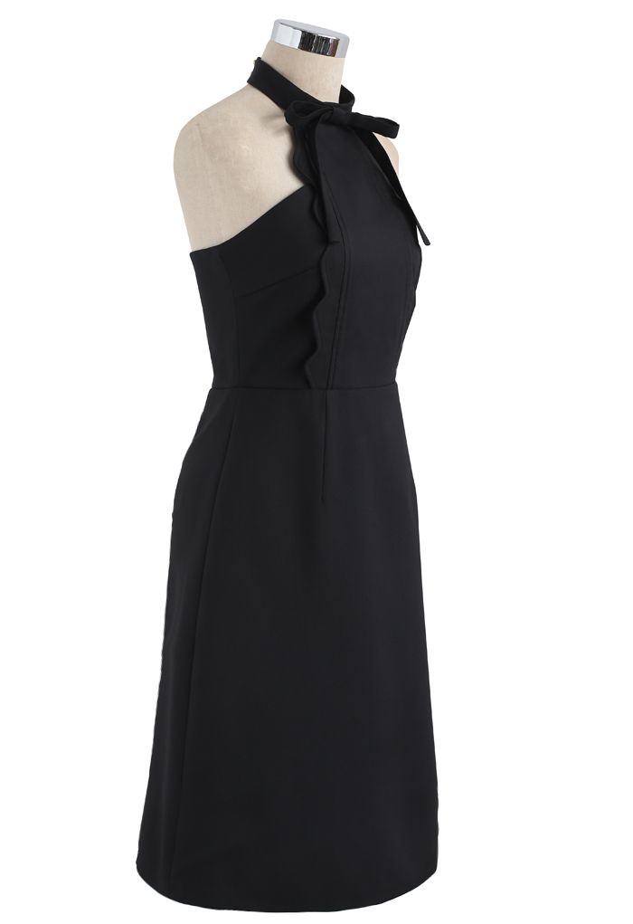 Latest Infatuation Halter Neck Dress in Black  