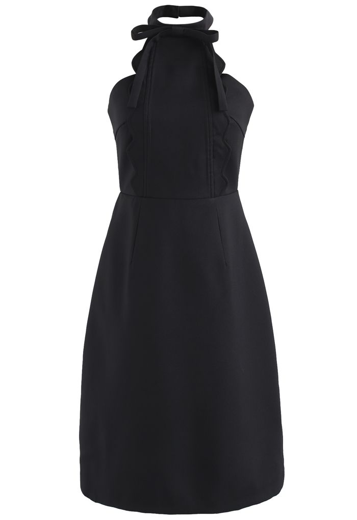 Latest Infatuation Halter Neck Dress in Black  