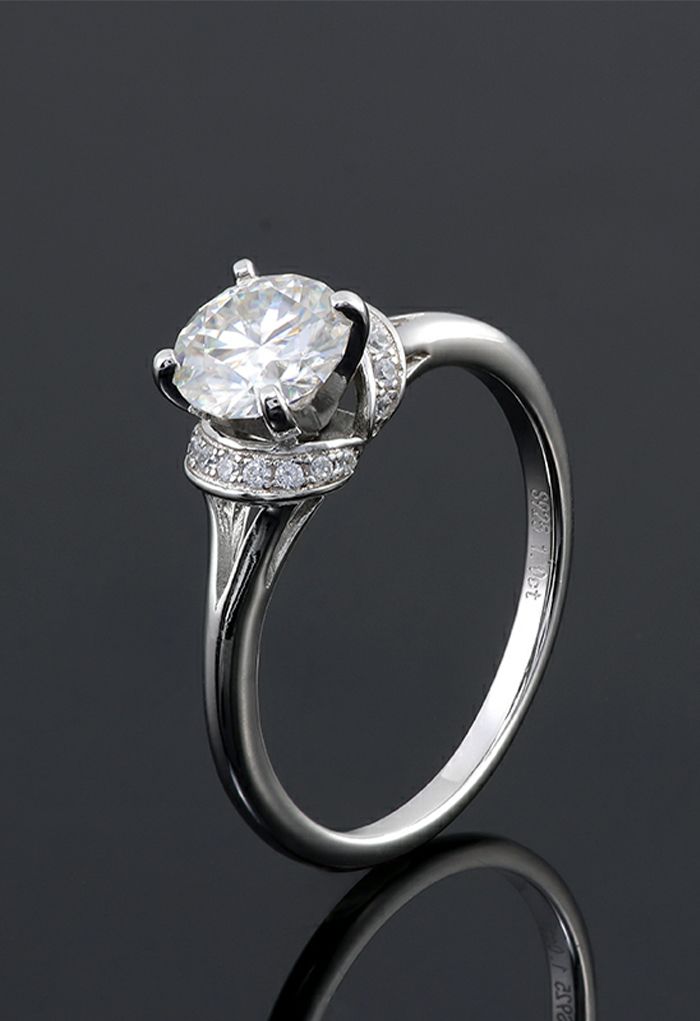 Diamonds Surrounded Moissanite Diamond Ring