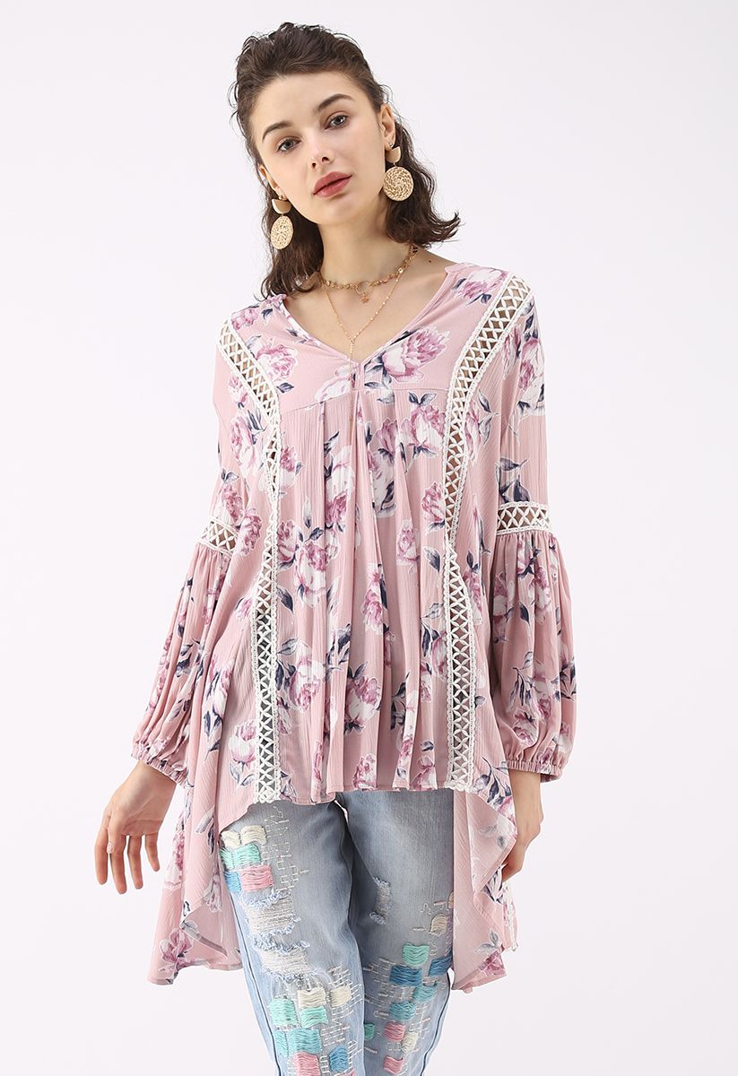 Redolent Rose Flow My Way V-neck Tunic in Pink