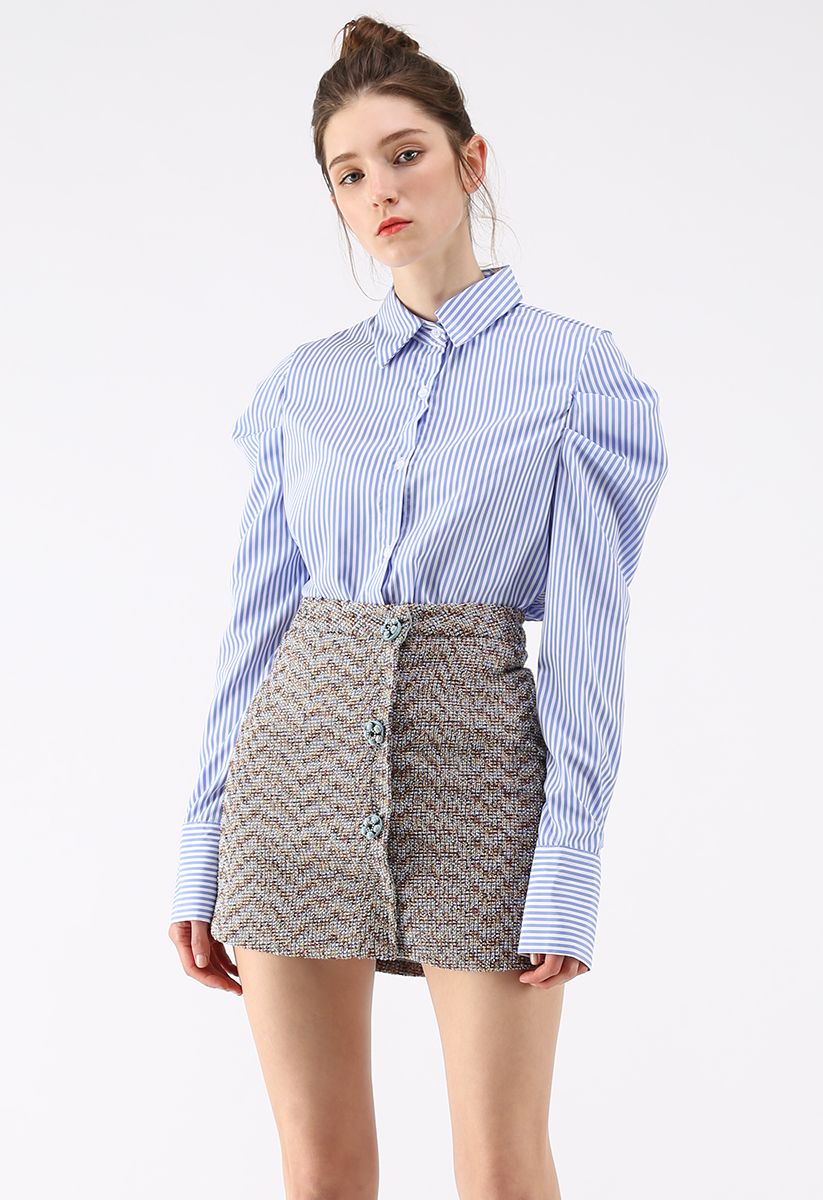 Faddish Pioneer Shirt in Blue Stripe