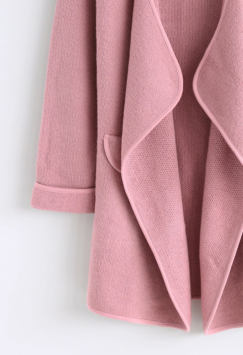 針織開襟外套-粉色