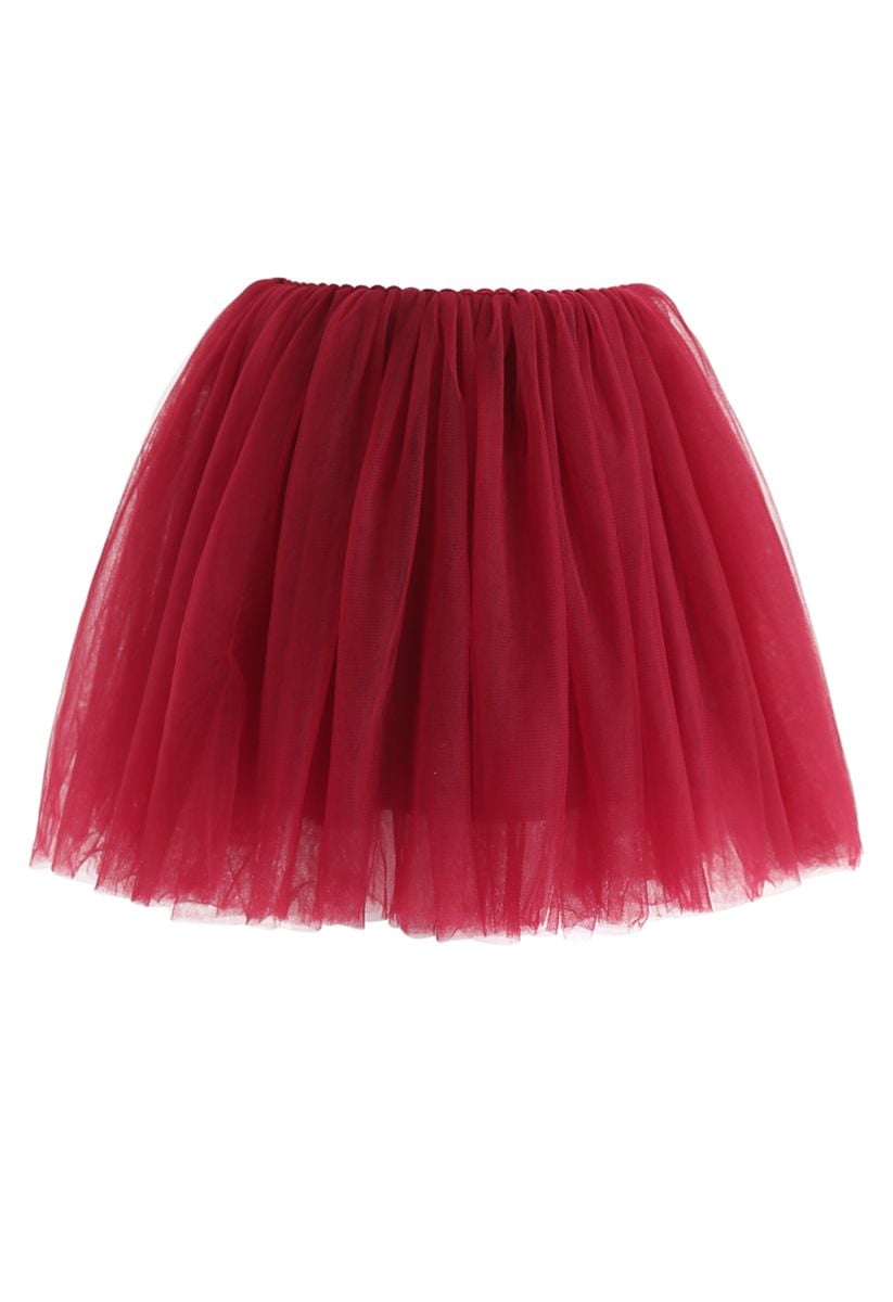 Amore Mesh Tulle Skirt in Wine For Kids