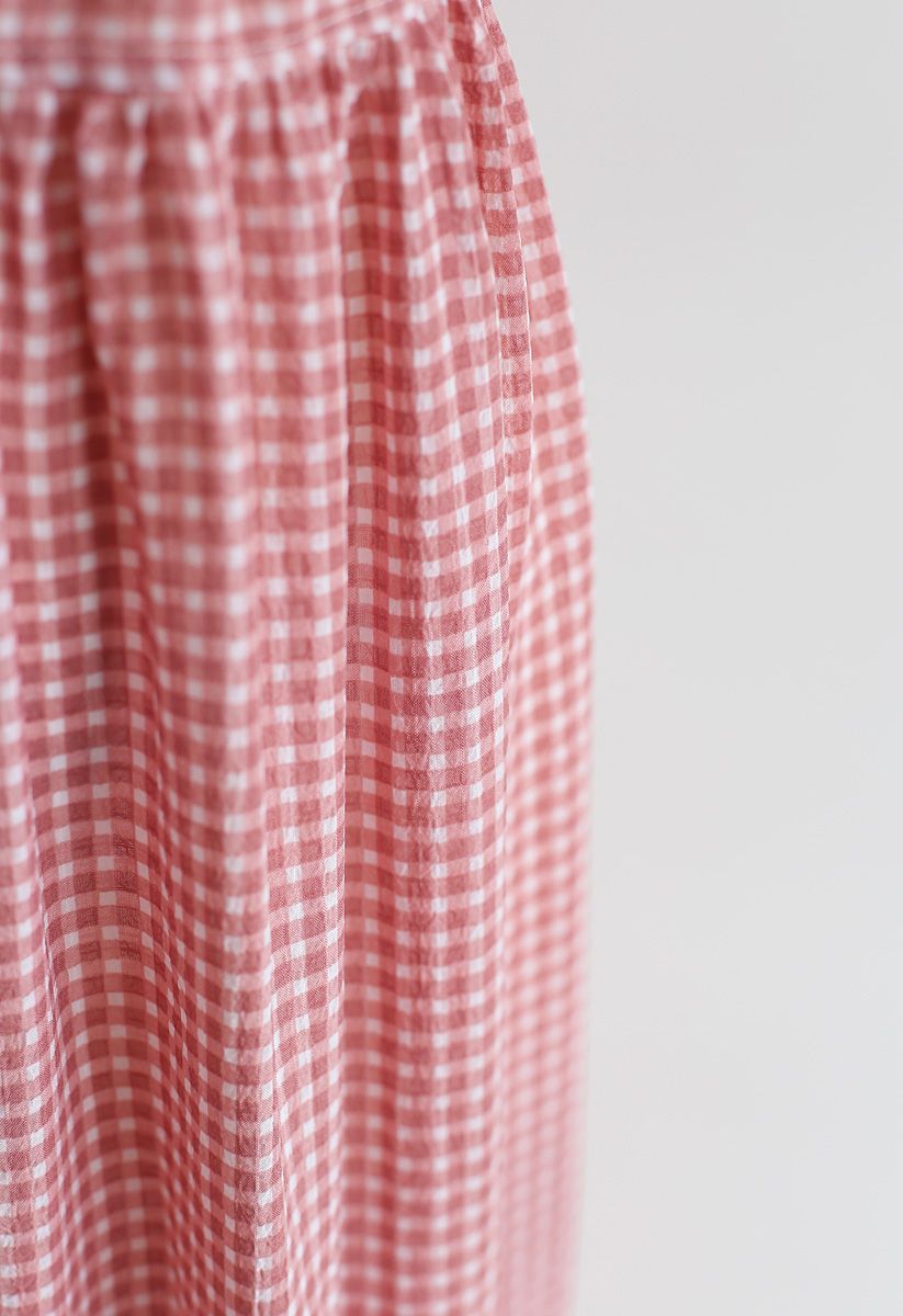 Raise Me Up Gingham Wrapped Dress in Pink