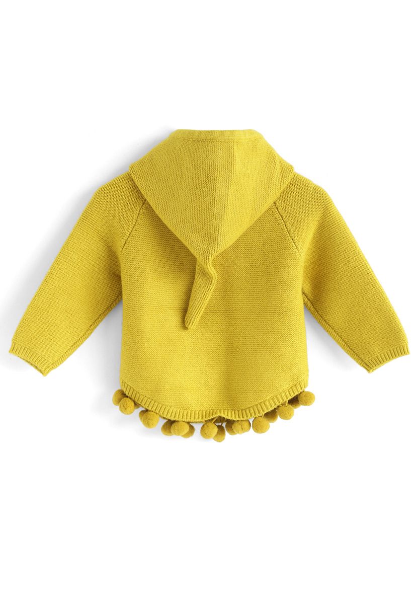 Bouncing Fun Hooded Sweater in Mustard For Kids