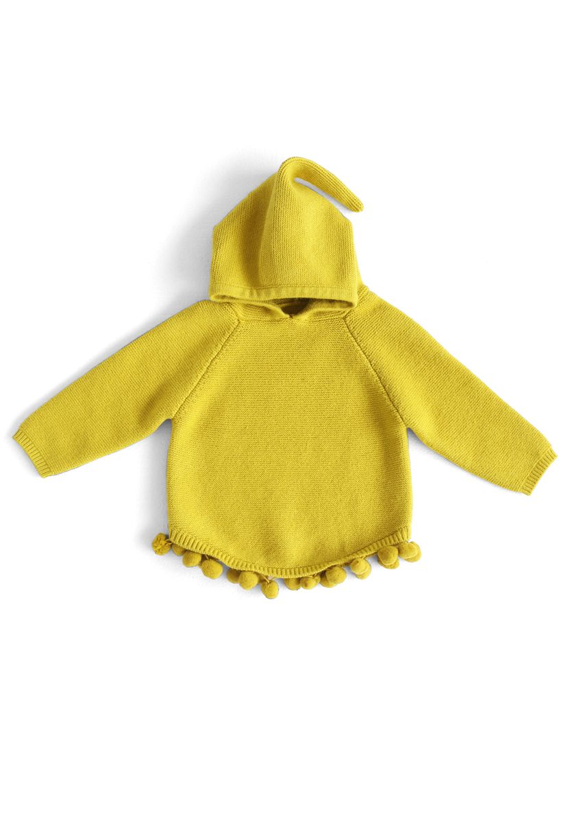 Bouncing Fun Hooded Sweater in Mustard For Kids