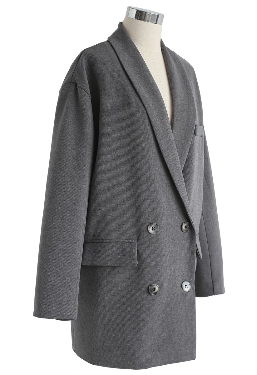 Right For Me Double-Breasted Blazer in Grey