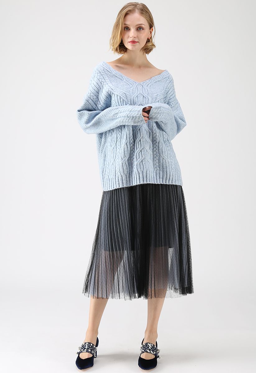 Untitled Dream Pleated Mesh Skirt in Grey