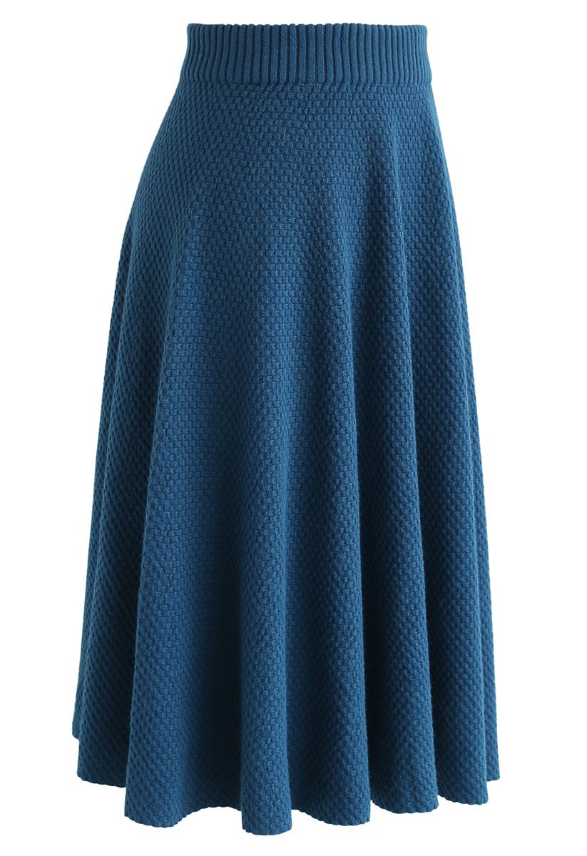Sunday Afternoon Textured Knit Skirt in Blue 
