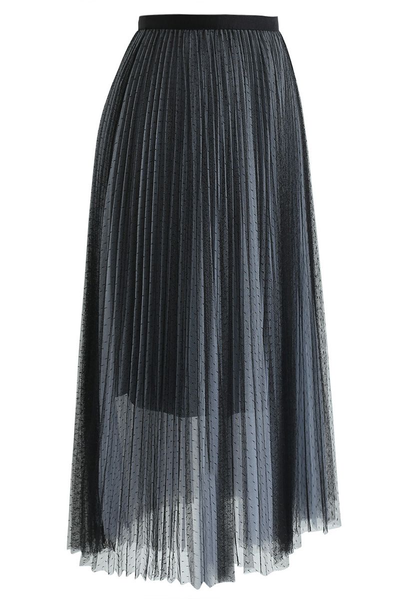 Untitled Dream Pleated Mesh Skirt in Grey