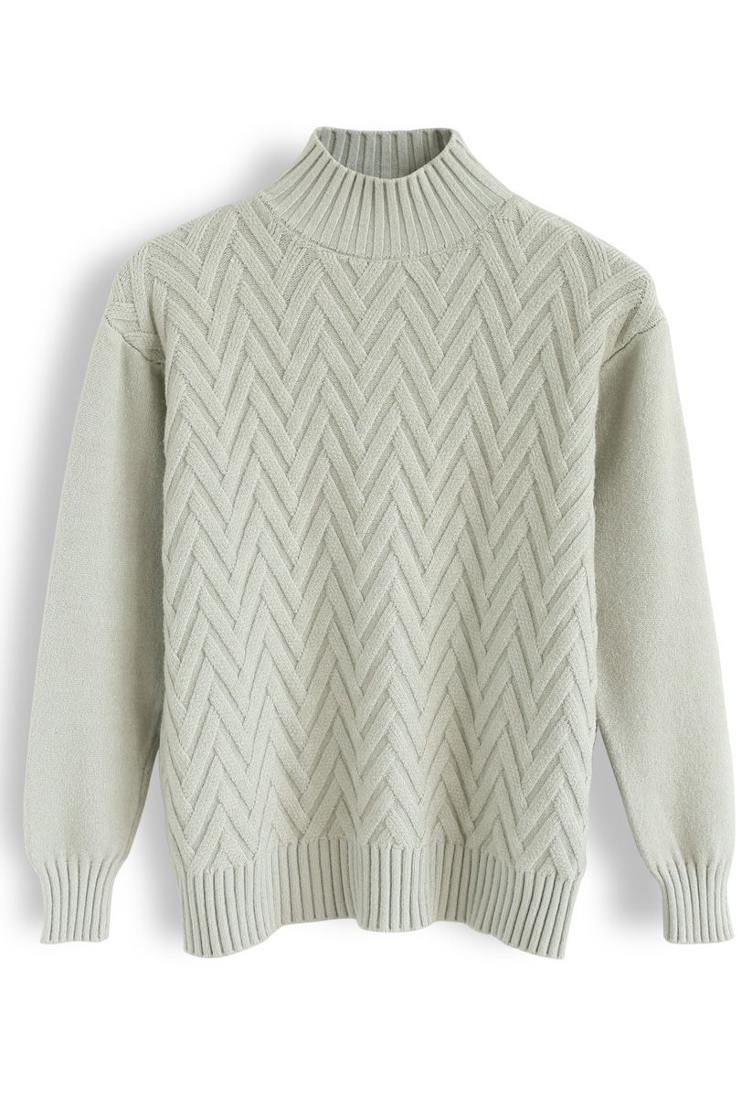 Automatic Love Knit Sweater in Pea Green