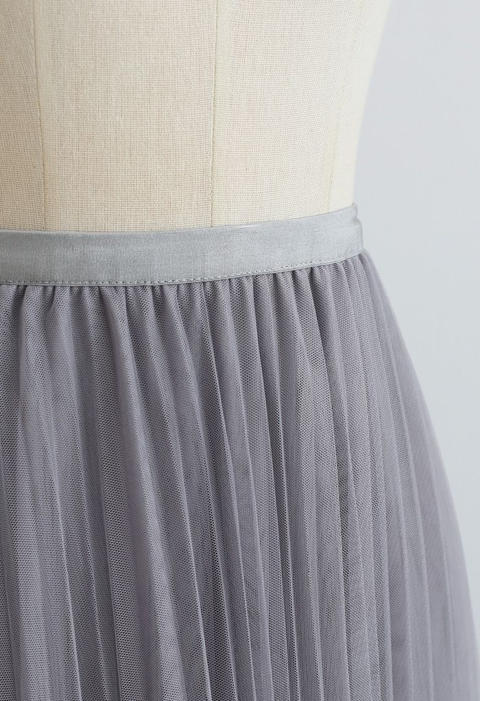 Call out Your Name Pleated Mesh Skirt in Dusty Blue