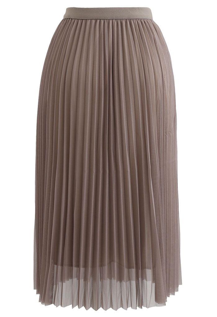 Call out Your Name Pleated Mesh Skirt in Brown