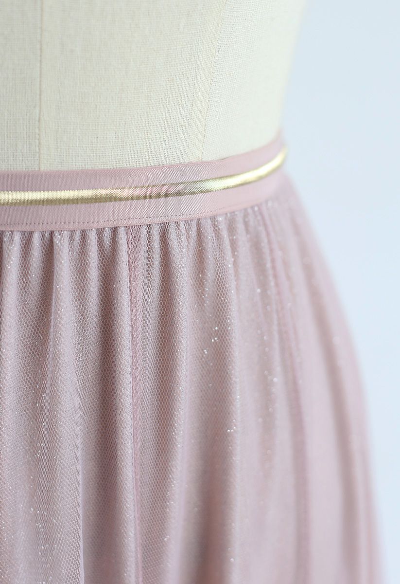 My Secret Garden Tulle Maxi Skirt in Glitter Pink