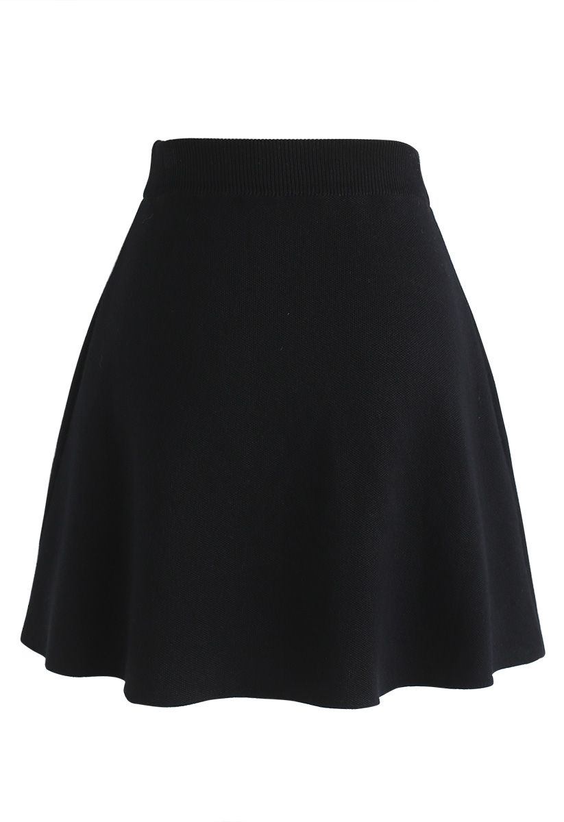 Charm in This Way Mini Knit Skirt in Black