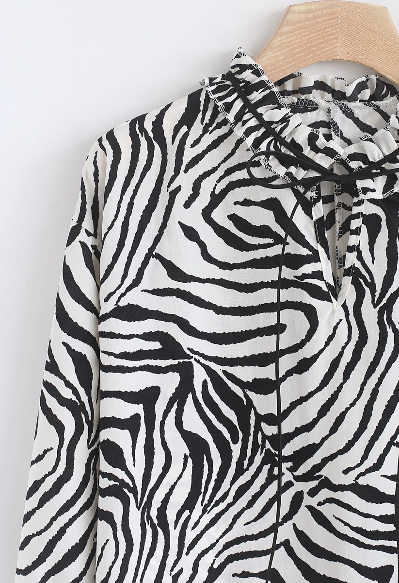 Wildlife Zebra印花雪紡上衣