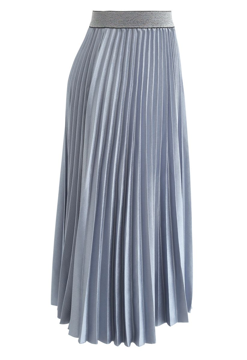 Gimme這款聚光燈褶皺中長半身裙採用灰色藍色設計