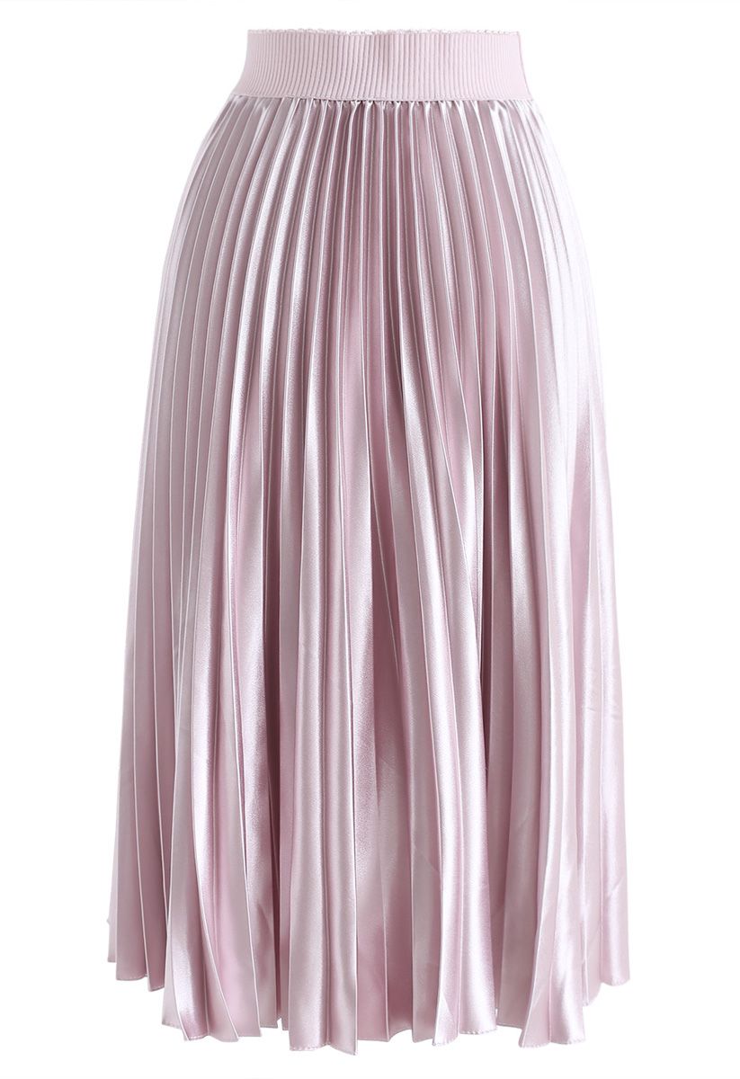 粉紅色的Glam Slam Pleated Midi半身裙
