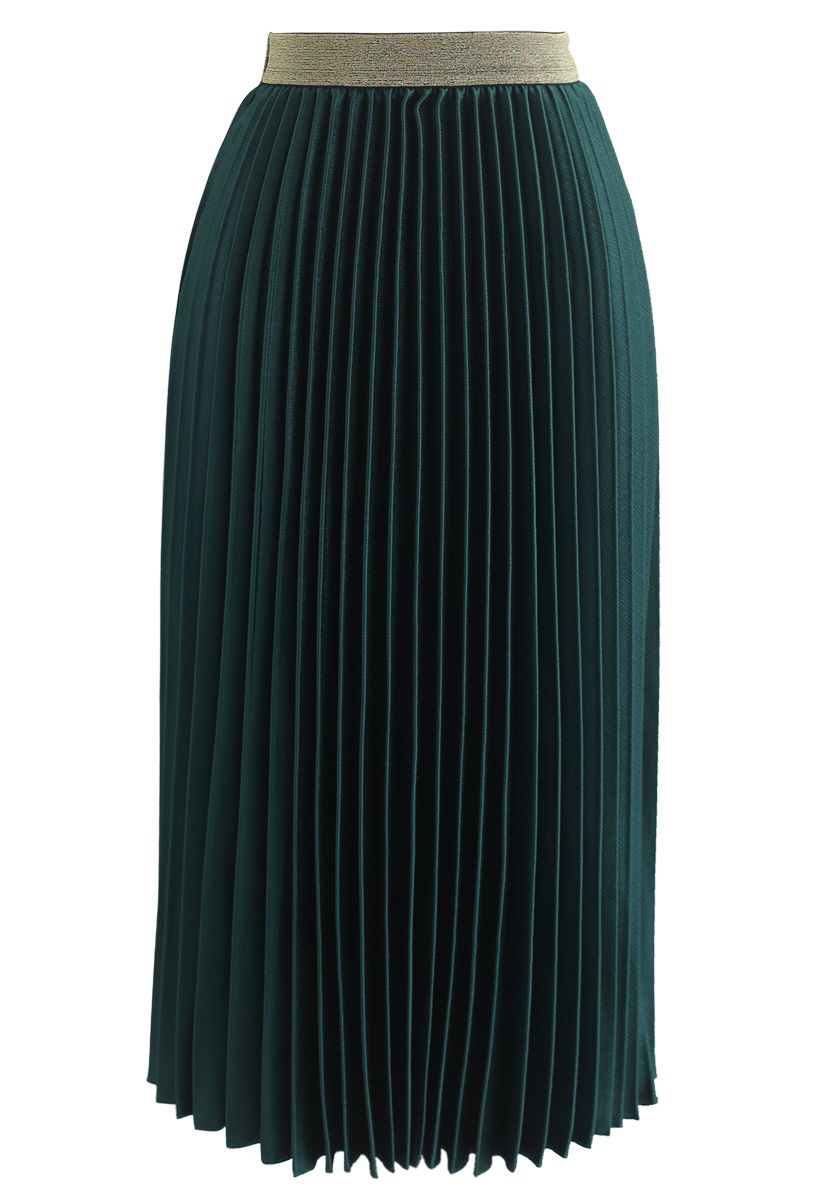 Gimme這款聚光燈褶皺中長裙採用翡翠設計