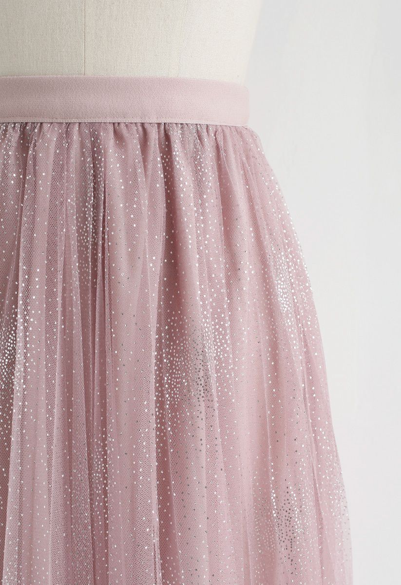 粉紅色的閃亮網眼裙