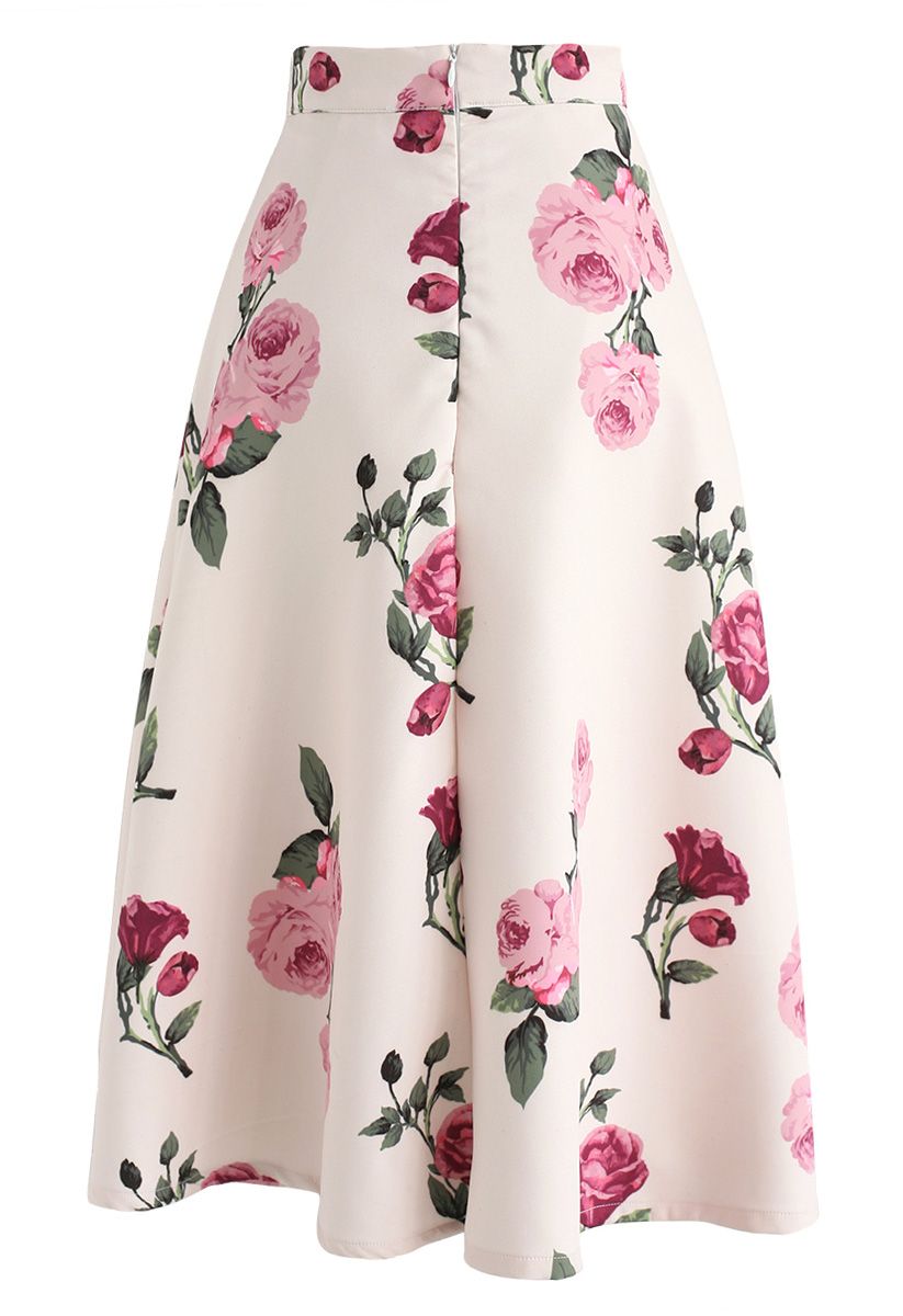 粉色花卉半身裙