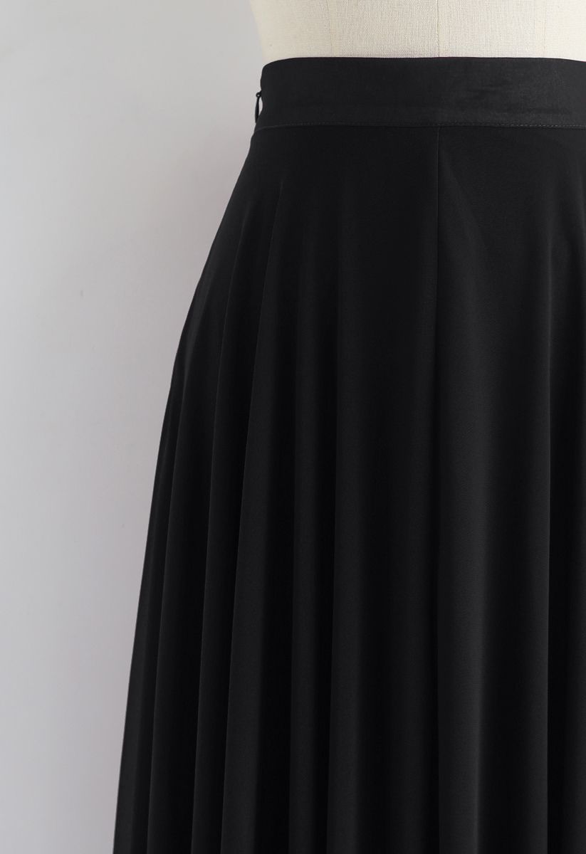 不對稱下擺雪紡半身裙--黑色