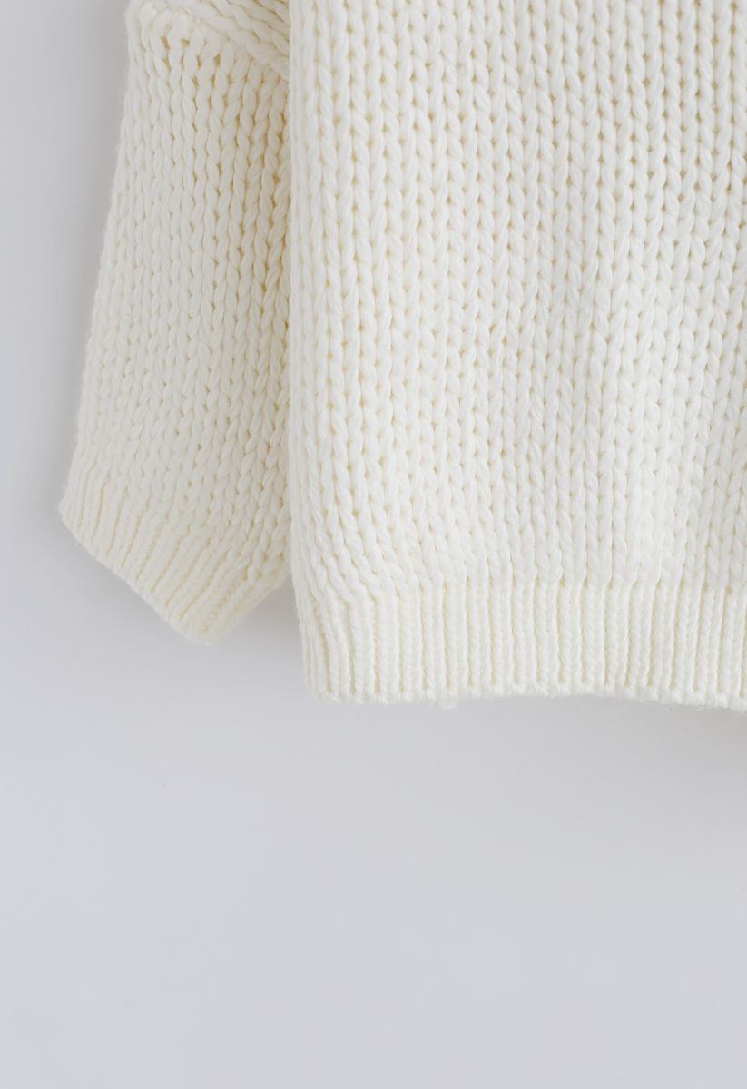 白色粗針編織毛衣