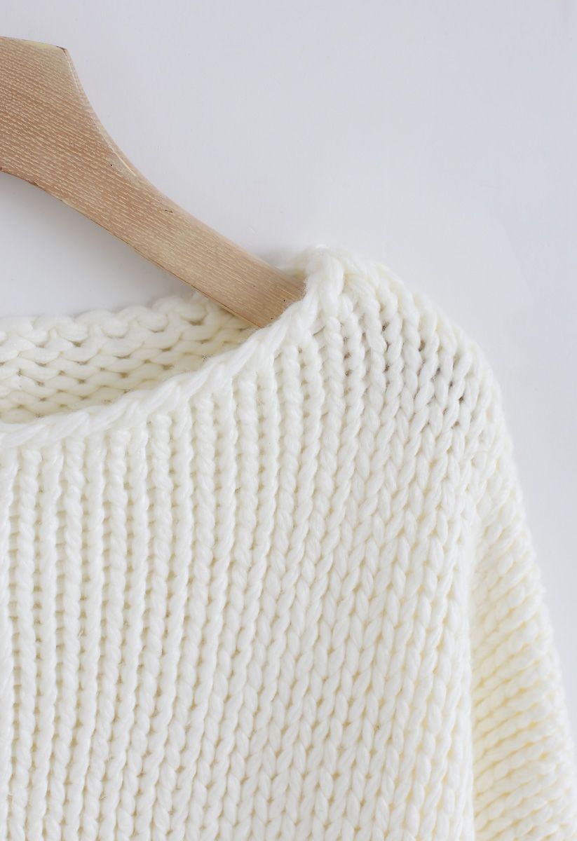 白色粗針編織毛衣