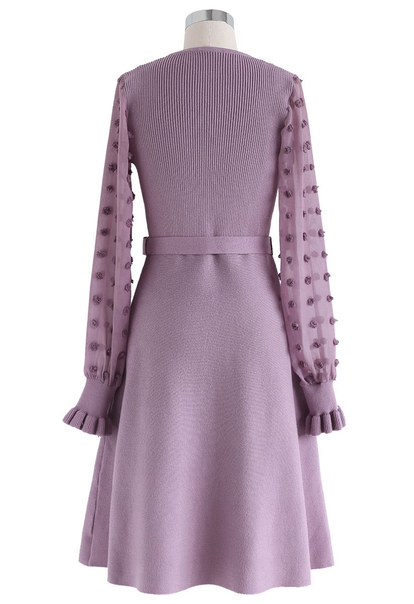 There You Go Wrap Knit Dress in Violet