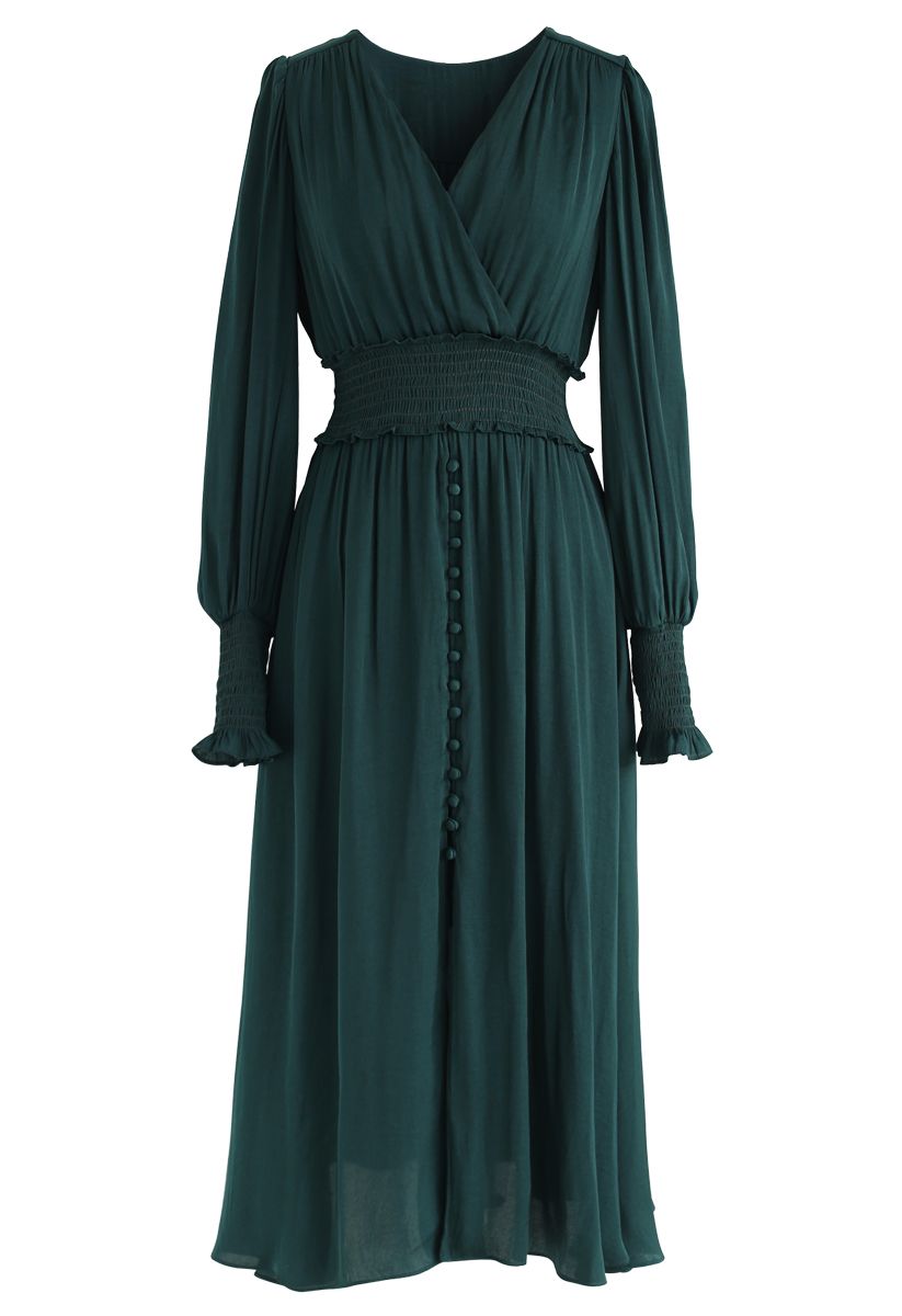 dark green wrap dress