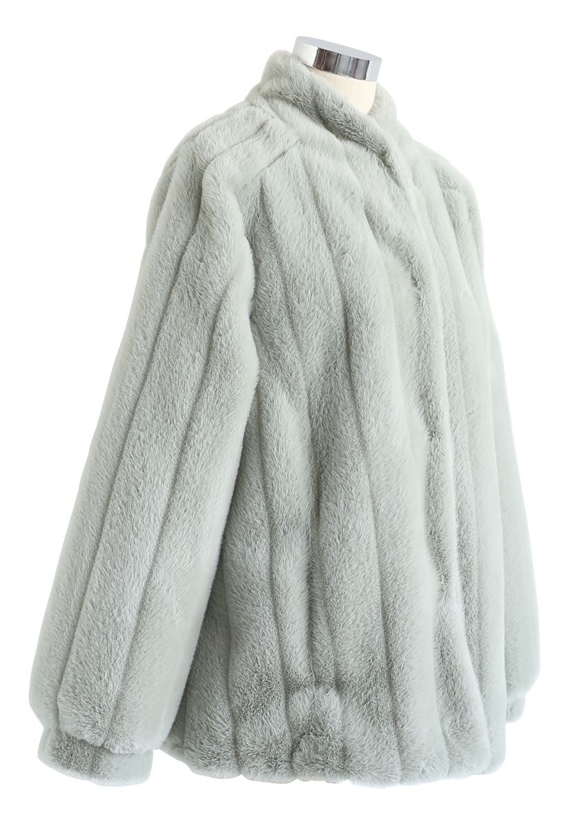 Comfy Faux Fur Coat in Mint