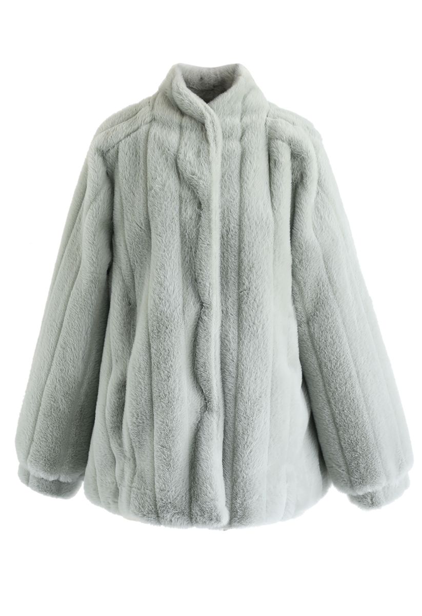 Comfy Faux Fur Coat in Mint