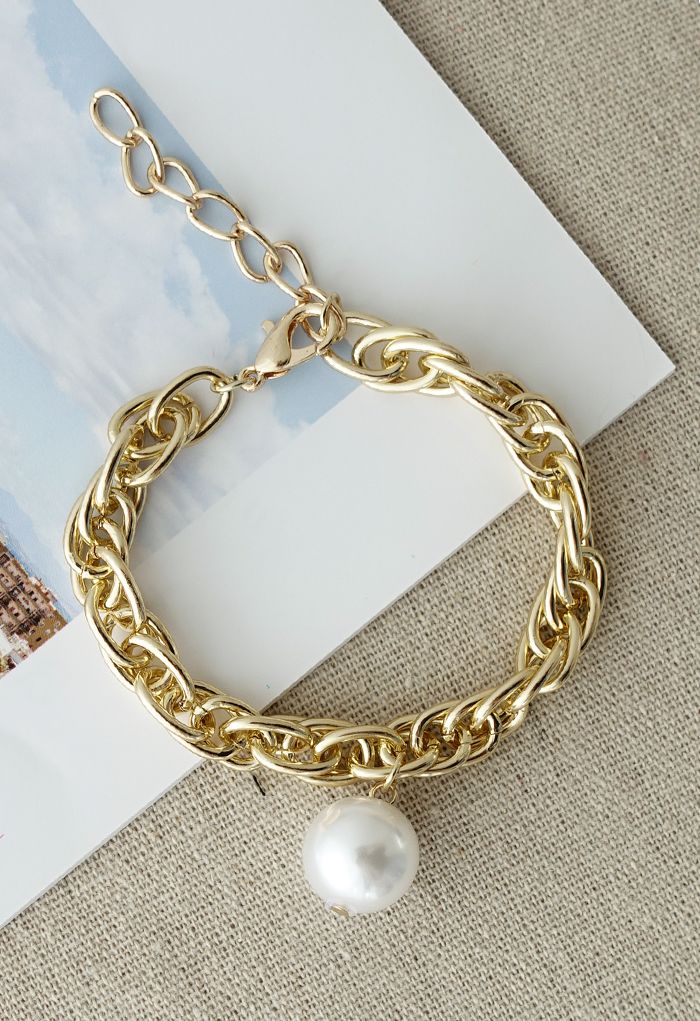 Pearl Decor Gold Chain Bracelet