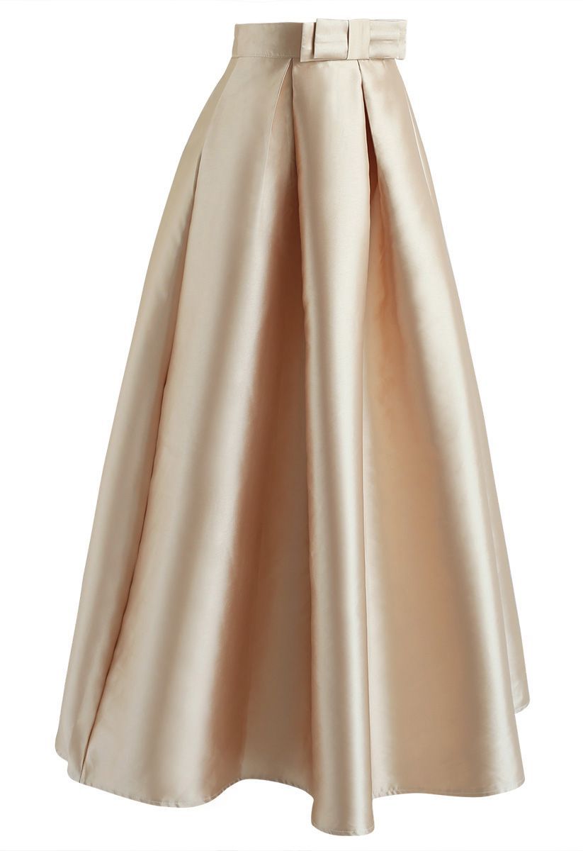 Luxurious Night Bowknot Pleated A-Line Skirt