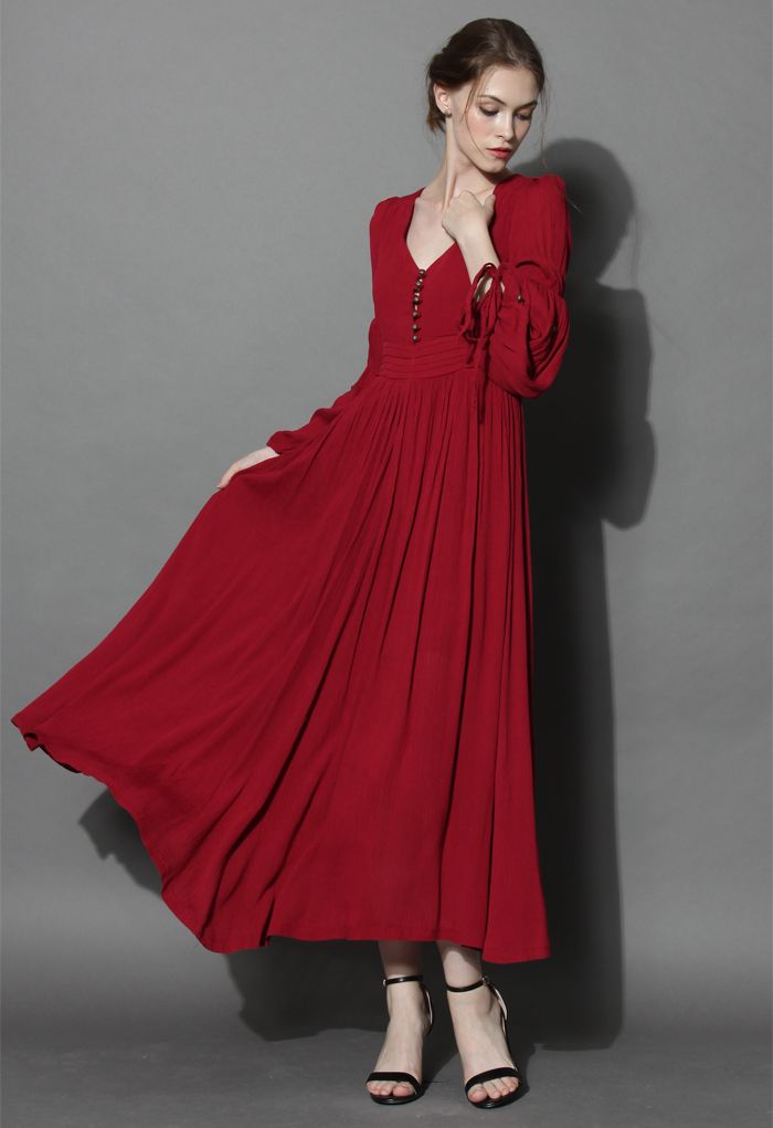 Boundless Romance Maxi Crepe Dress in Wine