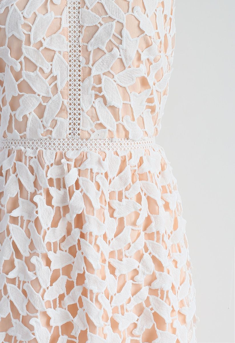 Leaf for Elegance Crochet Sleeveless Dress in White 