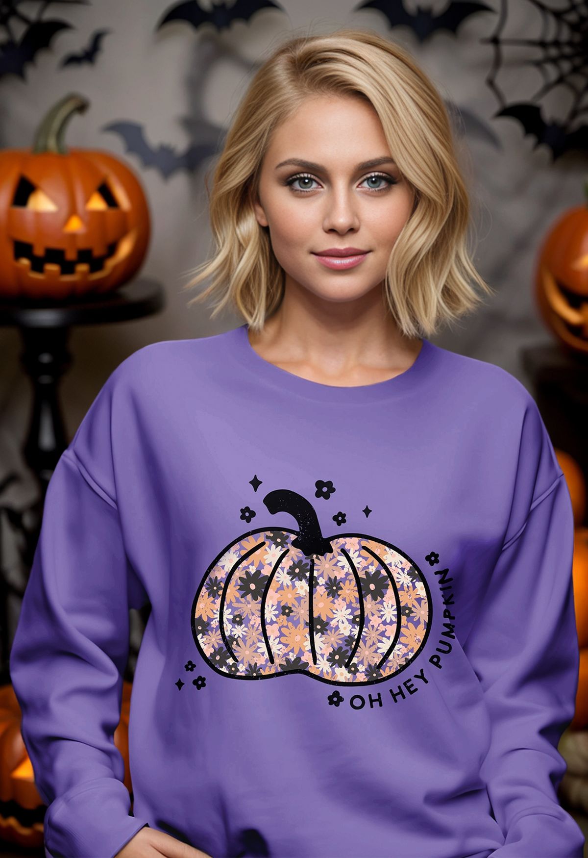 Floret Pumpkin Pattern Sweatshirt