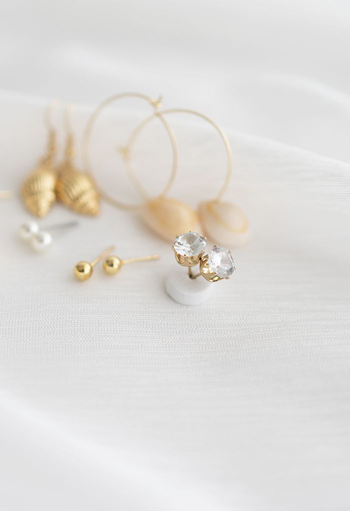 6-Pack Cowrie Shell Diamante Pearl Stud and Hoop Earrings