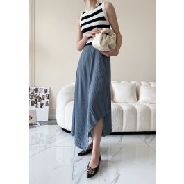 Dusty blue shop pleated skirt