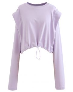 Adjustable Oversized Crop Sweatshirt in Lavender