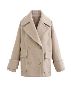 Mild Wool-Blend Double-Breasted Coat in Sand