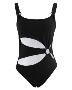 Amber O-Ring Cutout Swimsuit in Black